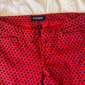Red/blue pattern skinny pants